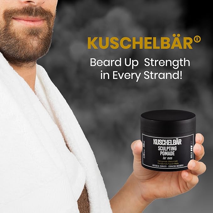 KUSCHELBAR Matte Hair Pomade for Men | Medium Hold | Matte Finish | Hair Wax with Kaolin Clay & Beeswax | Natural Look | Botanical Extracts | Nourishing, Non-Greasy Styling | 3,38 fl.oz.