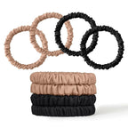 8Pcs Silk Scrunchies Hair Ties for Women & Girls, Mulberry Silk Scrunchies No-Damage Thin Satin Ponytail Holders for Hair Care