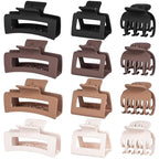 3 Styles Hair Clips for Women - 12 PCS Small Medium Big Claw Clips for Thin Thick Hair, Neutral Colors