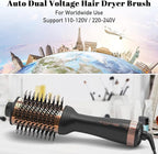 Blow Dryer Brush, Hair Dryer Brush in One, 1200W Large Oval Hot Air Volumizer & Straightener, Anti-Frizz Blowout Styling Brush, Dual Voltage 110–240V (3 Inch) Black