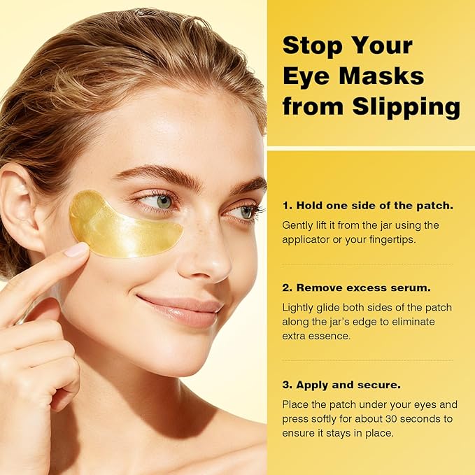 Under Eye Patches 60PCS, 24K Gold Collagen Eye Mask for Puffy Eyes & Dark Circles, Hydrating Eye Pads with Hyaluronic Acid, Vitamin C & Castor Oil, Anti-Aging Under Eye Treatment to Smooth Fine Lines