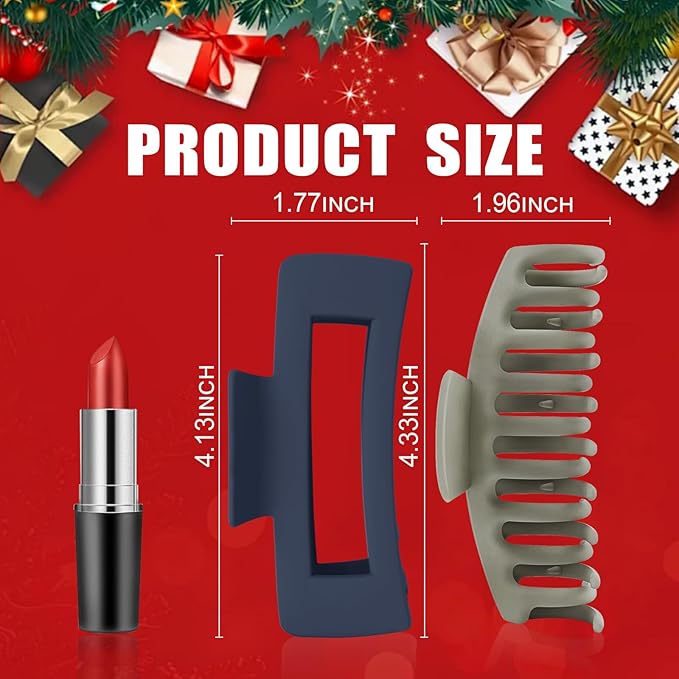 TOCESS Hair Claw Clips for Women, 8 Pack Large 4.33 Inch Jumbo Strong Hold Claw Clip Set for Thick, Thin, Long, Curly Hair, Big Neutral Matte Non-Slip Rectangle Clamps for Girls