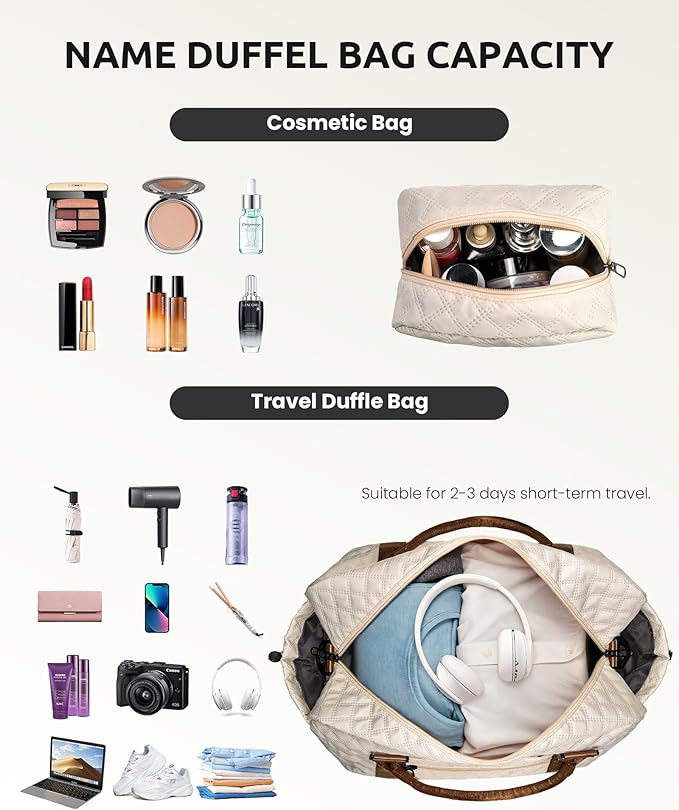 Gifts for Granddaughter-Girl Duffle Bag with Shoe Compartment, Personalized Girl Weekender Bag, Monogram Overnight Bag, Letter Travel Bag with Makeup Bag，Daughter Friend Gifts (Letter S)