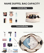 Gifts for Friends-Initial Duffle Bag with Shoe Compartment, Personalized Weekender Bag, Monogram Overnight Bag, Travel Bag with Makeup Bag，Birthday Gifts Bag for Daughter Sister (Letter I)