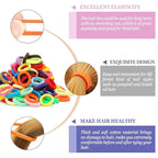 Hair Ties for Women And Kids, 100PCS Seamless Thick Cotton Hair Band, Elastic Baby Hair Ties No Damage Ponytail Holder, Rainbow (Set6)