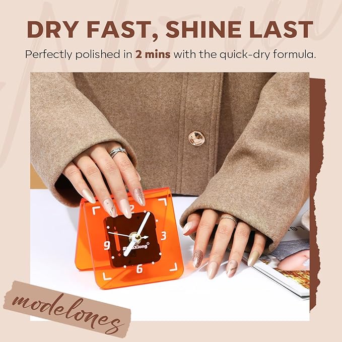 modelones Brown Nail Polish Set 6 Colors, Nude Burgundy Glitter Fall Winter Quick Dry Mini Nail Lacquer Kit Dark Red Nail Art DIY Home Salon Nail Art Manicure Gifts for Women Girls