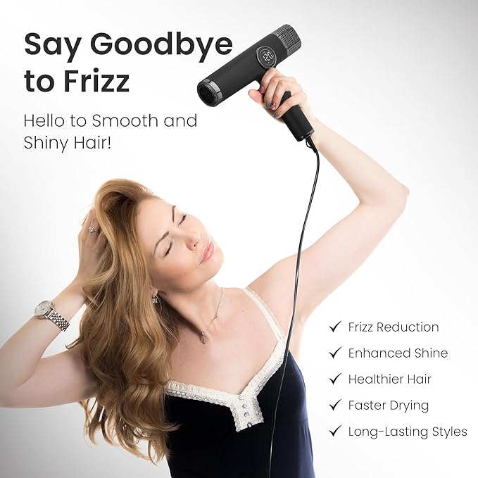 Hair Dryer for salon-1800W high Speed Powerful Blow Dryer with a110,000 RPM Lightweight Turbo Heat for Fast Drying (Silver)