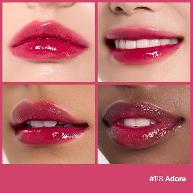 Laka Fruity Glam Tint, 4.5g/0.15oz, Glowing Lip Stain with Wide Color Spectrum, Hydrating & Lightweight Texture, Long-Lasting Bold Stain, Non-Sticky, Vegan, K-Beauty (#118 Adore)