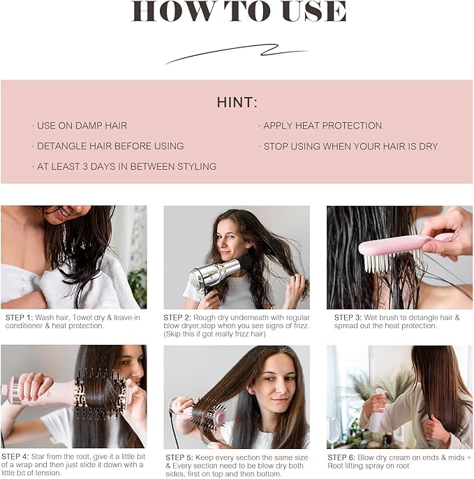 Dual Voltage Travel Hair Dryer Brush, Mini Hot Air Brush Styler & Dryer for European Travel, Hair Trends Nano Titanium 2 Inch One Step Hair Dryer and Styler Volumizer Oval Shape