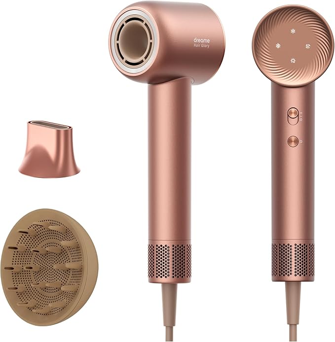 DREAME Hair Glory Combo High-Speed Hair Dryer, 110,000 RPM Motor, 300 Million Negative Ions, Fast-Dry in 2 Minutes, Lightweight & Quiet, Smart Temp Control, Ideal for Smooth, Shiny Hair