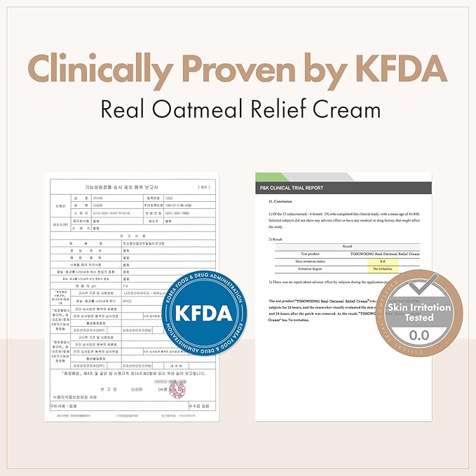 TOSOWOONG Real Oatmeal Relief Cream, Daily Face Moisturizer, Blemish Relief Care, Soothing Recovery, Moisture, Colloidal Oatmeal, Ceramide, Panthenol, Hyaluronic Acid, Korean Skincare 50ml 1.69 fl.oz.