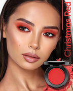 Single Christmas Red Eyeshadow Matte Handmade Pressed Eyeshadow Palette With No Creasing High Pigmented Long Lasting Red Eye Shadow (ChristmasRed)