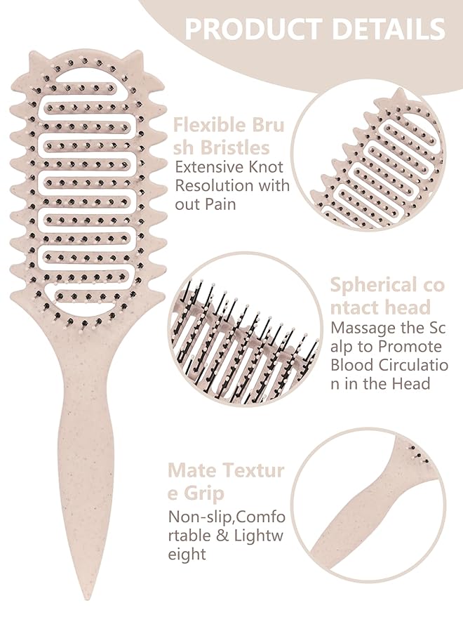 Curl Defining Brush for Curly Hair, 2025 Vented Detangling Brush for Wet, Curl Styling Brush for Women, Less Pulling, Defines & Shapes, Great Gift for Curly Hair Women (Beige)