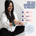 Blissy Silk Scrunchies (3 Pack) - 100% Pure Mulberry 22 Momme 6A High-Grade Fibers Scrunchie for Straight & Curly Hair (Emerald, Regular)