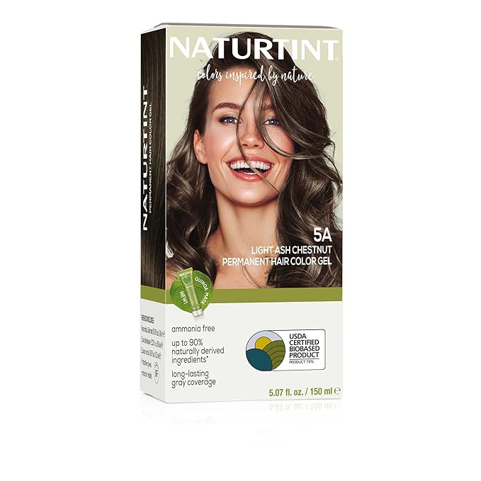 Naturtint 5A Light Ash Chestnut Permanent Hair Color (Pack of 1), Ammonia Free, Vegan, Cruelty Free, up to 100% Gray Coverage, Long Lasting Results (Packaging may vary)