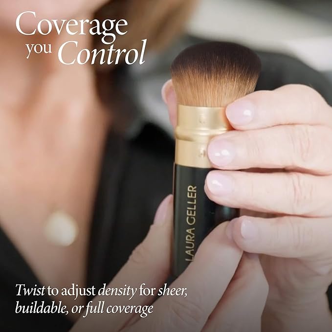 LAURA GELLER NEW YORK Retractable Airbrush Kabuki Brush for All Face Makeup & Foundation for Liquid, Cream and Powder Face Makeup With Aluminum Handle