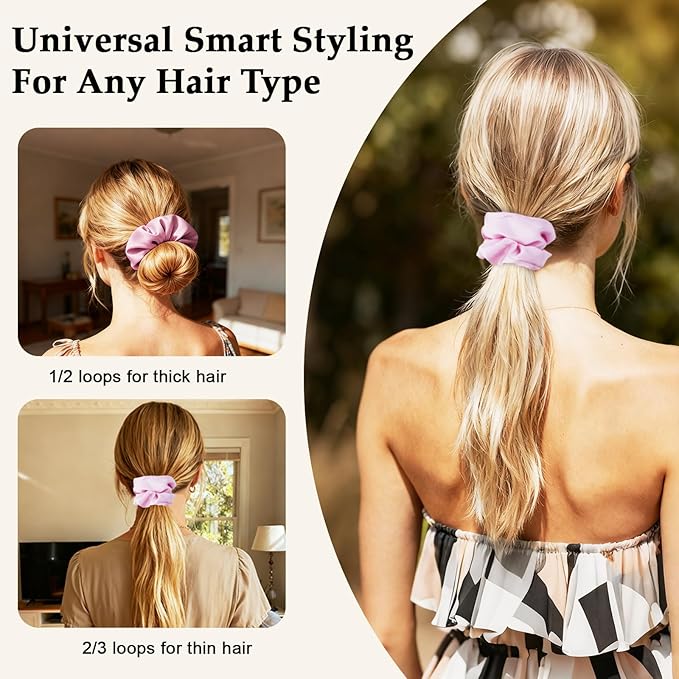 Satin Scrunchies for Women – 8PCS Pink Silk Hair Ties – No Crease, Frizz-Free, Gentle Elastic Hair Bands for Thick & Thin Hair, Soft & Stylish Hair Accessories Gifts