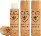 Bee Bella Lip Balm, Candy Cane, 3 Pack - Hydrating, Moisturizing Lip Care, 100% Natural, Original Organic Beeswax with Vitamin E, Handmade in USA