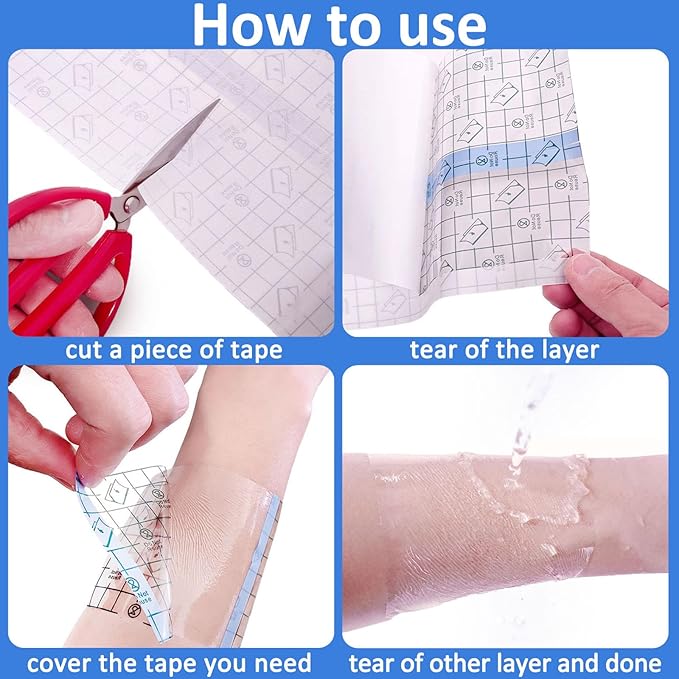 20 Rolls Tattoo Aftercare Bandage Warp Waterproof (2", 4",6",8",10" Wide) Second Skin Tattoo Cover Up Tape Tattoo Healing Wrap Tattoo Supplies for Swimming, Shower, Wound Initial Healing