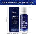Body Glitter Spray, Glitter Spray for Hair Clothes and Body, Holographic Silver Glitter Hairspray for Grils – Festival, Rave, Prom, Stage, Nightclub, Cosplay Party Makeup 60ML