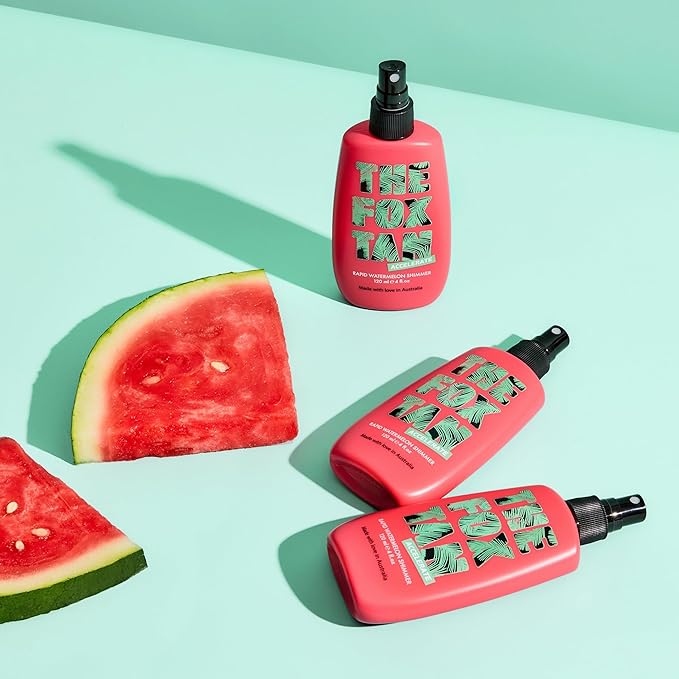 The Fox Tan Rapid Watermelon Shimmer, Natural Tanning Accelerator For Darker & Long-Lasting Tans, Blurs Imperfections, Vegan & Cruelty Free, 120 mL