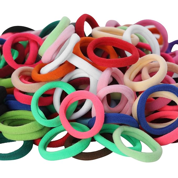 LuSeren 120PCS Colorful Hair Ties for Women – Soft Seamless Nylon Ponytail Holders, No Damage Fabric Hair Elastics for Thick Hair & Daily Matching