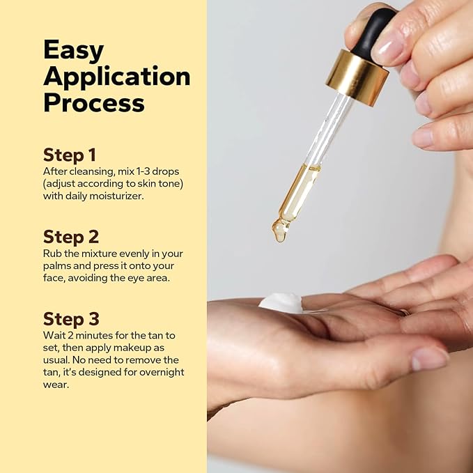 Facial Self Tanning Drops (1 Fl Oz), Tanning Drops for Face & Body, Gradual Bronzing Effect, Lightweight Tanner for Sensitive Skin, Natural Sun-Kissed Glow, Medium Shade