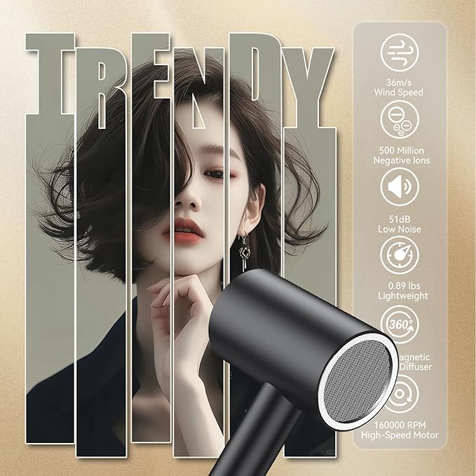 110V Hotel Wall Mounted Hair Dryer for Bathroom（with Night Light） Professional Styling HairDryer for Salon【Blue Light Negative Ions】 Fast Drying Restroom Blow Dryer，Matte Texture - Pearly White