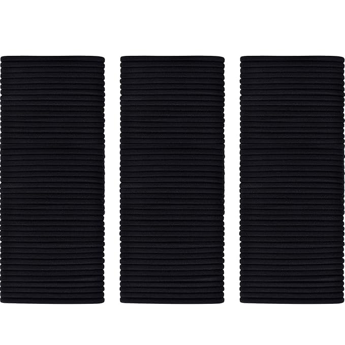 TecUnite 200 Pieces No-metal Hair Elastics Bulk Rubber Bands Hair Ties Ponytail Holders Bands for Women(Black)