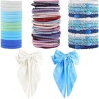 Hair Ties for women 5 styles Hair Elastics(15 No Damage Hair Ties 50 High Elastic Ties 15 Ponytail Holders 2 Big Bow Hair Clips 20Snap Hair Clips)Pain-free No Crease multiple colors for all hair types