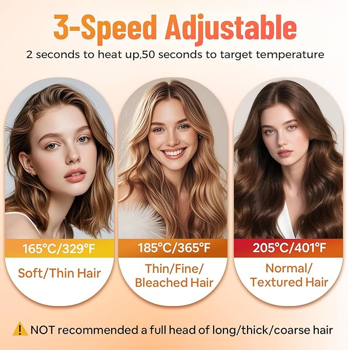 Cordless Hair Straightener, SUNMAY 2-in-1 Titanium Flat Iron Curler with Negative Ion, Dual NTC Temperature Control, 20s Fast Heat-Up, 3 Heat Settings, USB Rechargeable Portable Travel Straightener