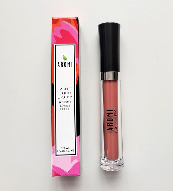 Aromi Peach Matte Liquid Lipstick | Peachy Nude Lip Color, Pink Caramel, Vegan, Cruelty-free, Long-Lasting, Kiss Proof, Handmade (Fuzzy Peach)