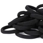 50PCS Black Hair Ties for Women, Cotton Seamless Hair Bands, Elastic Ponytail Holders, No Damage for Thick Hair, 2 Inch in Diameter, by Qarwayoc