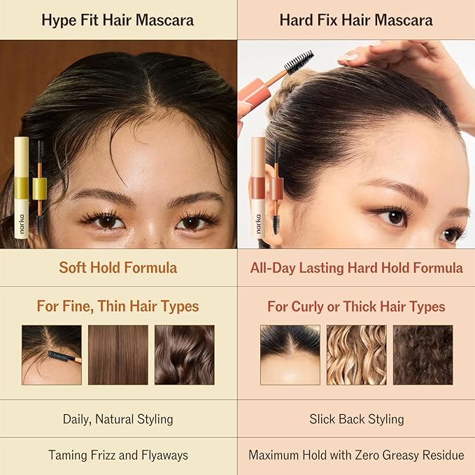 Hype Fit Hair Mascara – Flyaway Slick Stick & Edge Control with Dual-Brush Design for Precision Styling, Lightweight Non-Greasy Natural Hold, Easy-Wash Formula