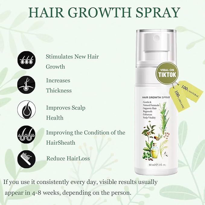 Natural Hair Growth Oil Spray:Rosemary Castor Batana Oil & Rice Water Lotion for Hair Growth ，Promotes Fuller Follicles for Women & Men – All Hair Type