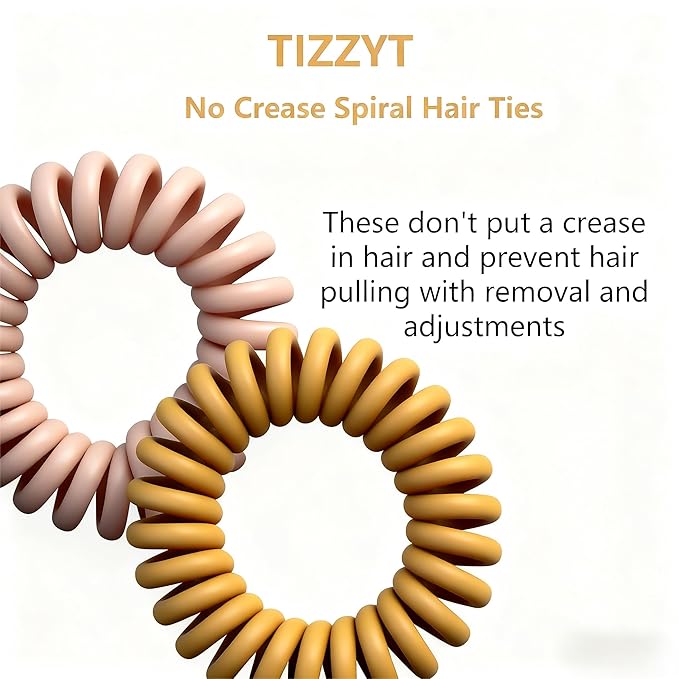 TIZZYT Hair Ties, 18 Count - Vintage matte color Spiral Hair Ties, No Crease, Suitable For Women And Children With Thick Or Thinning Hair