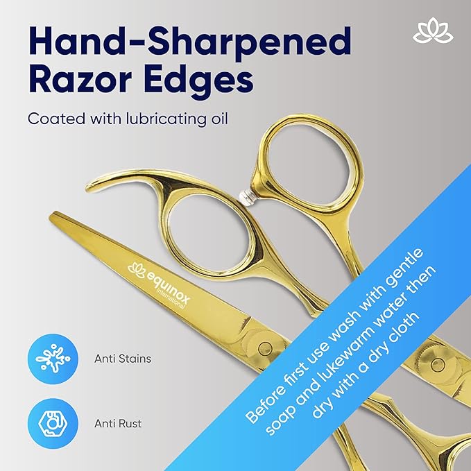 Equinox Razor Edge Series Professional Hair Scissors - 6.5” Premium Japanese Stainless Steel Hair Cutting Scissors, Hair Shears, Hair Razors for Hair Cutting, Barber Accessories & Hair Salon Supplies
