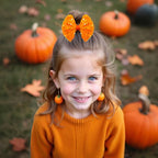 Velvet Sequin Hair Bows Fall Orange Bow for Women Girls, 4in Glitter Handmade Hair Clips Alligator Clips Sparkly Ponytail Holder Hair Accessories for Helloween, Christmas, Birthday Party, Wedding