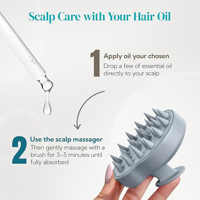 HEETA Scalp Massager 2 Pack for Hair Growth, Soft Silicone Bristles to Remove Dandruff and Relieve Itching, Scalp Scrubber for Hair Care Relax, Shampoo Brush for Wet Dry Use, New Grey & Beige