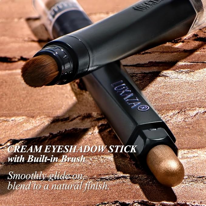 Brown Eyeshadow Stick Makeup Set 6PCS, Neutral Shimmer And Matte Cream Eye Shadow Palette, Metallic Bronze Smoky Eyeliner Brightener Crayon Pencil Kit, Ideal Gift for Women -Dusk Bloom