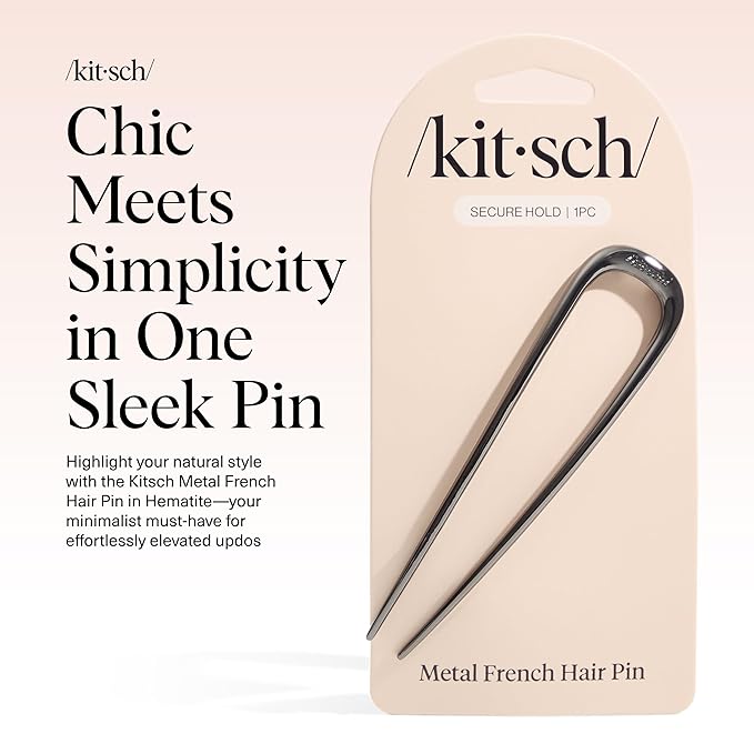 Kitsch Metal French Hair Pin for Women - Elegant Hair Accessories, Ideal for Buns & French Twist, Designed for a Secure, Comfortable Fit | Ideal Gifts for Women - Hematite