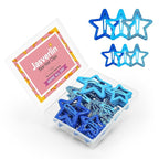 Star Hair Clips for Girls, 36 pcs Cute Accessories Kawaii Metal Snap Hairclips for Women Kids, Colorful Y2k Aesthetic Glitter Stars Barrettes Assorted Size (Blue)
