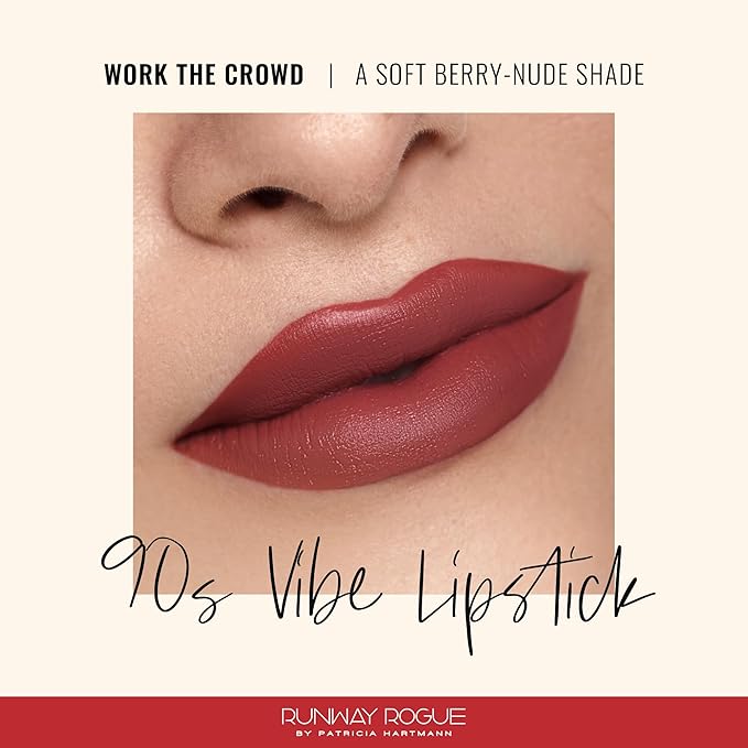 Runway Rogue 90s Vibe Lipstick, Moisturizing Matte Soft Berry-Nude Lipstick, ‘Work the Crowd’