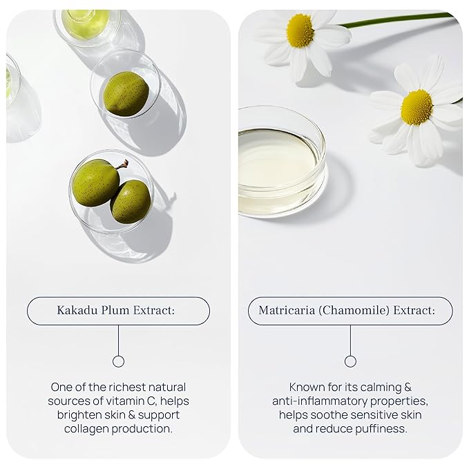 Lift & Glow Organic Eye Cream for Dark Circles and Puffiness - Anti Aging Eye Cream for Wrinkles - Reduces Dark Circles and Under Eye Bags - With Kakadu Plum, Coconut Oil, Spirulina & More - 0.5 Fl Oz