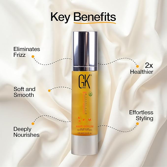 GK HAIR Oil- Argan Oil Hair Serum For Frizzy And Damaged Hair- Perfect For Keratin,Frizzy, Curly, Dry & Damaged ends-Adds Shine and Smooths,Paraben,Phthalate and Sulfate Free (3.4 oz)