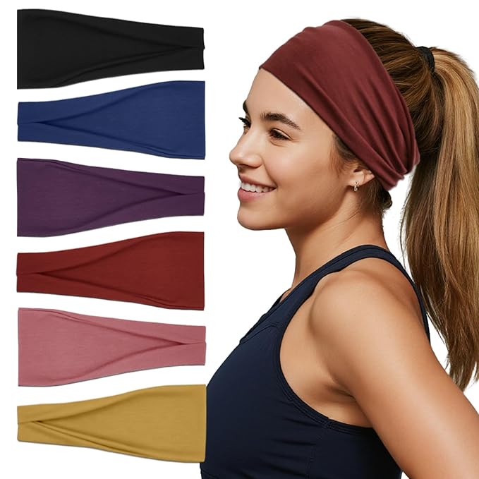 Headbands For Women Headband Elastic Soft Head Bands For Women's Hair Accessories Womens Fashion Yoga Fabric Hair Band 6 Pcs