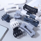 Medium Hair Clips for Women 8 Pcs Small Claw Clips for Thin and Thick Hair 2 Styles Hair Claw Clips Combination Rectangle Banana Jaw Hair Accessories for Women and Girls (Grey)