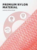 2Pcs African Net Sponge Authentic with Knots - Exfoliating Body Scrubber for All Skin Types, African Bath Sponge, Wash Cloth, Gentle Exfoliation Shower Rag for Women Daily Use(Pink & Purple)