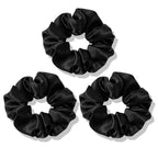 OLESILK 100% Mulberry Silk-Scrunchies for Hair Sleep, Women Grils Silk Hair Ties for Frizz & Breakage Curly Hair, No Damage, Elastics Ponytail Holder, 3 Pack