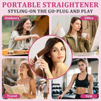 USB Hair Straightener Irons | 2-in-1 Curling Wand & Titanium Flat Iron Professional Hair Straightener and Curler,Rechargeable Portable Hair Straightening Iron